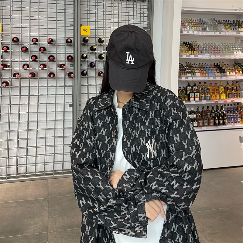 Áo Khoác Denim Thêu Logo MLB NY Cá Tính Cho Cặp Đôi