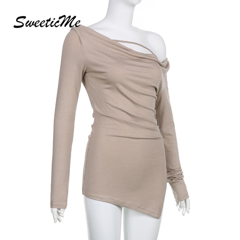 Áo Thun Tay Dài Cổ Tròn Màu Trơn Dáng Ôm Thời Trang 2023 Dành Cho Bạn Nữ