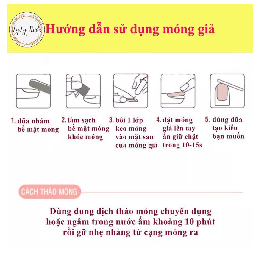 Móng giả Lyly PD01 bộ 24 móng tay giả rẻ thiết kế đẹp thời trang móng úp nailbox