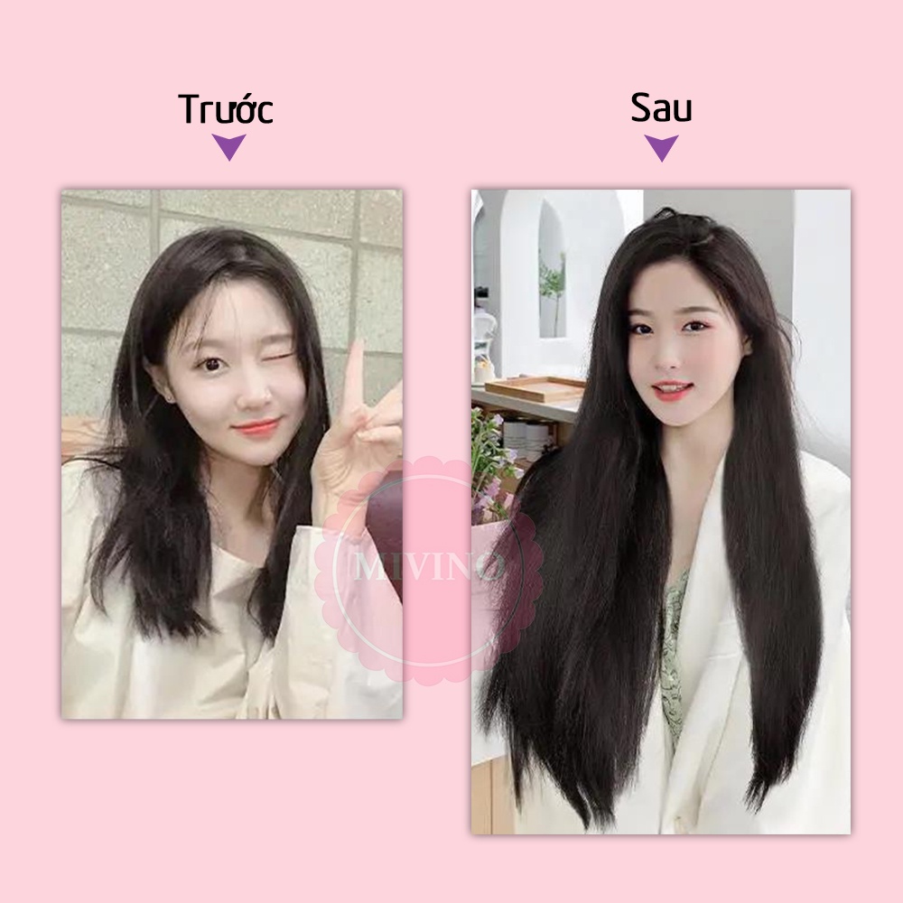 Set 3 dải tóc kẹp Mivino tóc giả thẳng dài cao cấp làm phồng và dày tóc tự nhiên CM03