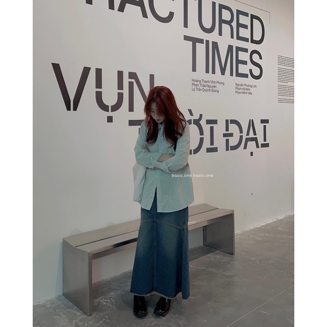 Áo sơ mi kẻ cotton form rộng, áo sơ mi kẻ 4 màu Bazic onee