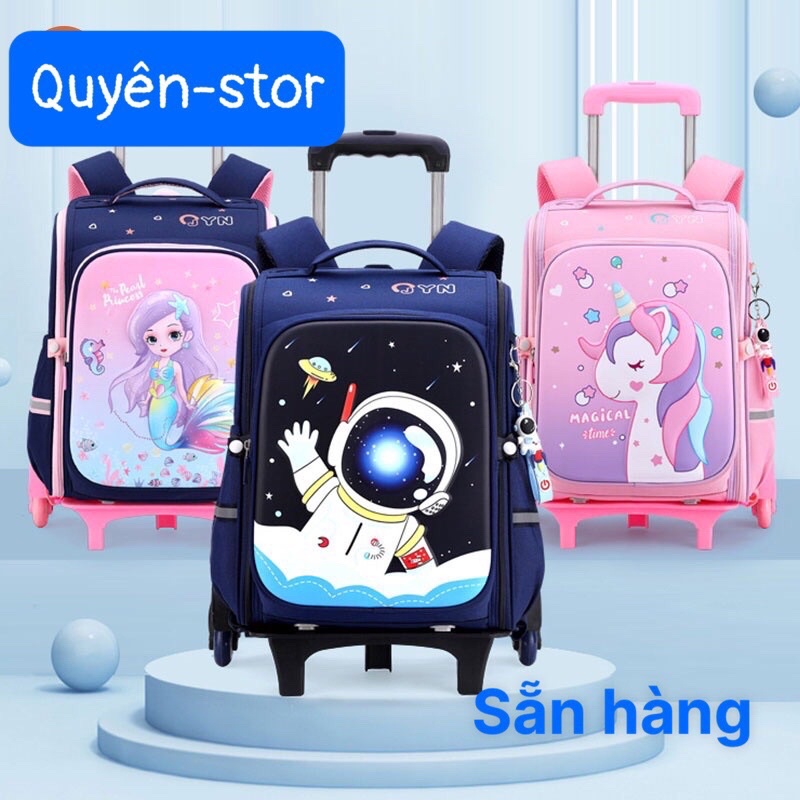 Balo kéo, cặp đi học dành cho bé trai chất liệu đẹp học sinh tiểu học từ lớp 1-6 chống nước sẵn hàng giao luôn