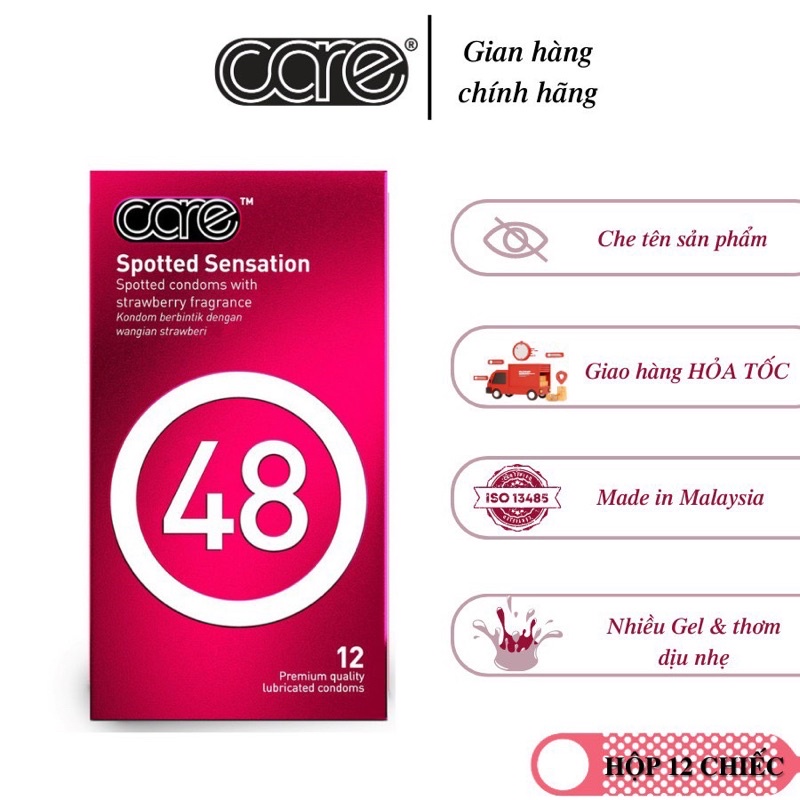 Siêu Gai CARE 48 tăng cường gel bôi trơn, hàng cao cấp, Hộp 12 BCS