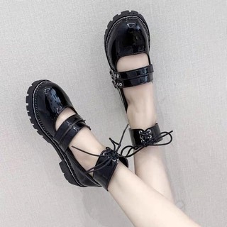[ORDER] Giày búp bê che mũi cao 3 phân lolita có dây đeo cột ulzzang ( 2 loại )