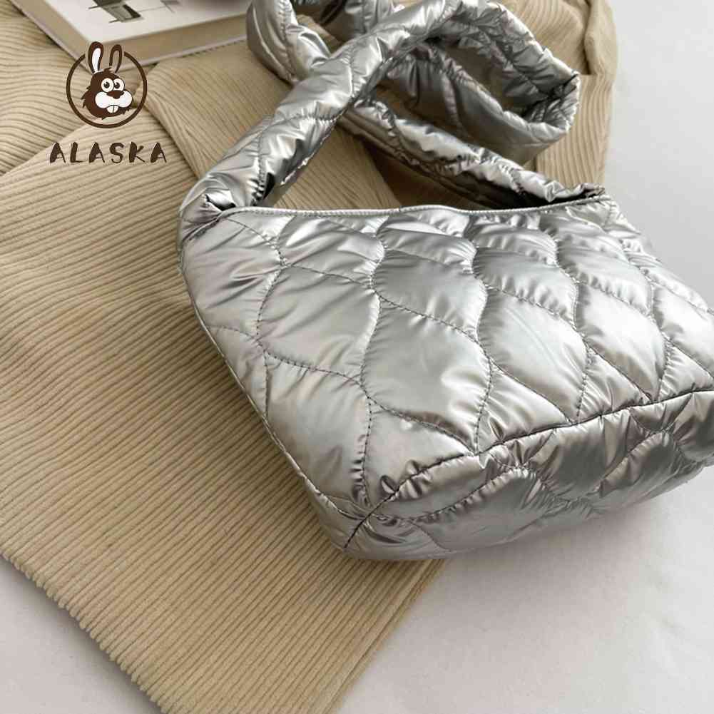 (pro-ala) Túi Đeo Vai Cotton Đệm Bông Họa Tiết Lưới Hình Thoi Hình Thoi Màu Trơn Thời Trang Công Sở