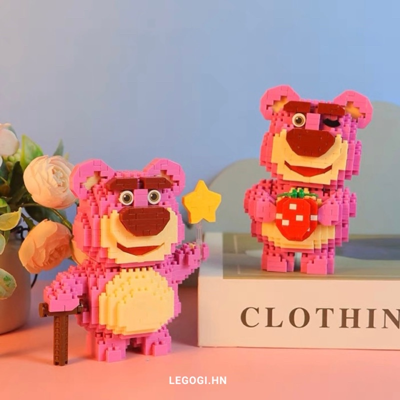 Đồ chơi xếp hình Legogi GẤU LOTSO NHỎ mô hình trang trí bàn học bàn làm việc quà tặng sinh nhật quà tặng bạn gái