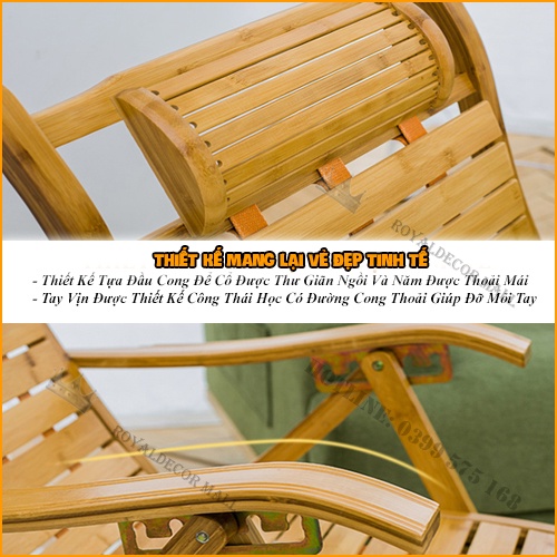Ghế Tre Bập Bênh Chất liệu Thiên Nhiên ROYALDECORHN Ngồi Đọc Sách Báo Nội Thát Phòng Khách, Sân Vườn