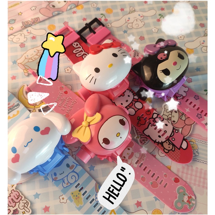 Yugui Dog Melo Titi Đồ Chơi Máy Chiếu 24 Mô Hình Hoạt Hình Phiên Bản Đồng Hồ Sanrio Để Bàn