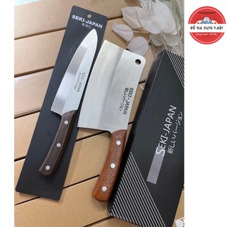 Combo 2 dao chặt và thái cán gỗ cao cấp seki nhật bản - dao chặt, dao thái seki chính hãng
