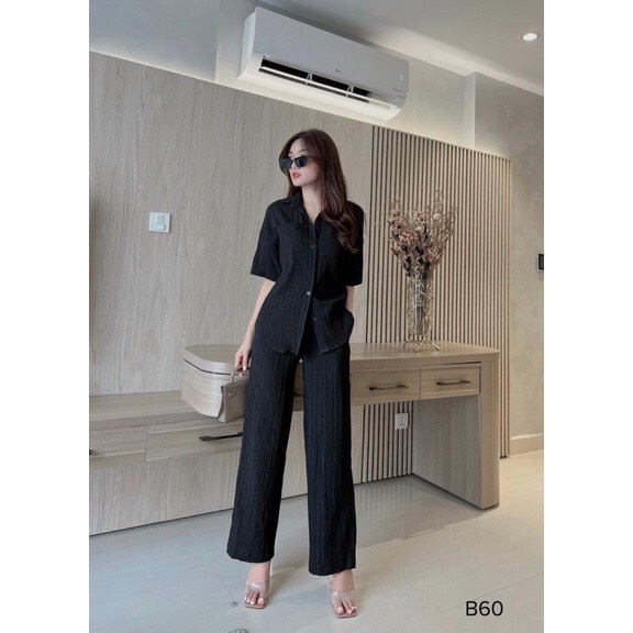 [3.3 Sales Freeship] Set bộ sơ mi đũi basic quần dài, set sơ mi tay lỡ quần ống rộng, bộ mặc nhà đi chơi chất đũi mtb