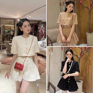 SET ÁO CROPTOP DẠ KÈM SHORT (KÈM VIDEO HÌNH THẬT)