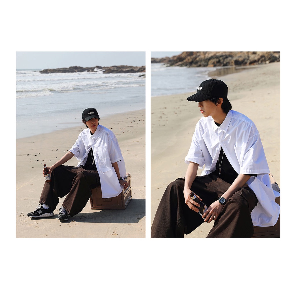 Áo Sơ Mi Tay Ngắn Dáng Rộng Màu Sắc Đơn Giản Thời Trang Xuân Hè Cá Tính Cho Cặ