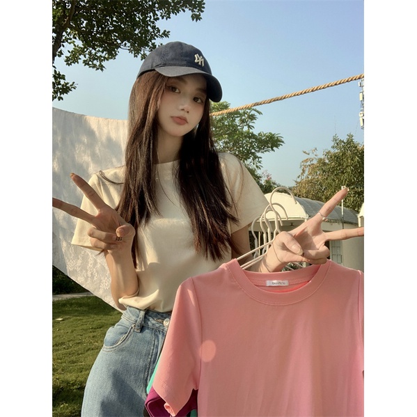 Áo Thun Cổ Tròn Dáng Ôm Phong Cách Thời Trang Hàn Quốc