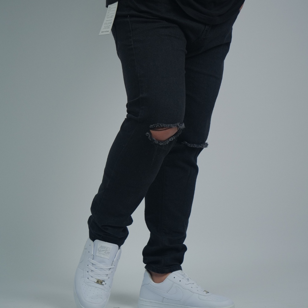Quần Jeans Nam Rách Gối BIGSIZESTUDIO Chất Jean Cotton Co Giãn Dáng Ôm Thời Trang