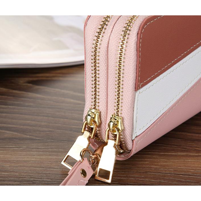 Ví dài cầm tay Unisex 2 ngăn khóa kéo lớn kiểu dáng thời trang