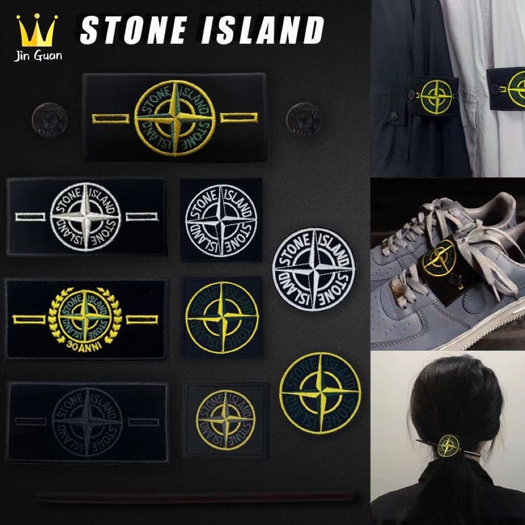 stone island Nhãn Dán Trang Trí Túi Xách Giày Dép Quai Ngang Tự Dính Thêu Đá Đảo Thời Trang Dễ Phối Đồ