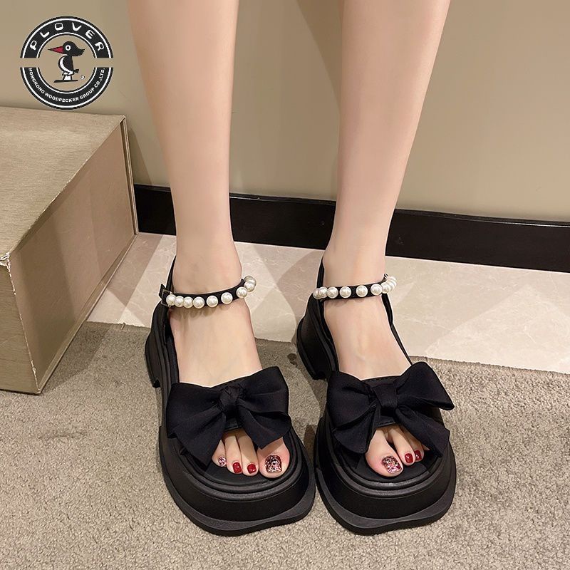 Sandal Đế Dày Đính Nơ Phong Cách Roman Thời Trang Mùa Hè Hàng Mới Dành Cho Bạn Nữ