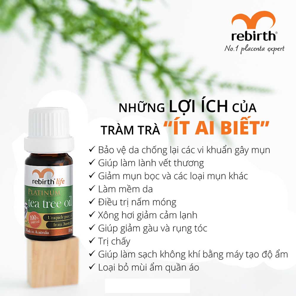 Tinh dầu tràm trà ngăn ngừa mụn Rebirth Life Platium Tea Tree Oil 10ml