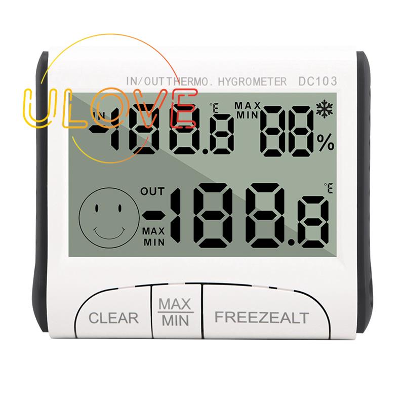 Nhiệt Kế Điện Tử Mini Màn Hình LCD Cảm Biến Nhiệt Độ Và Độ Ẩm Kèm Đầu Dò Thời Tiết