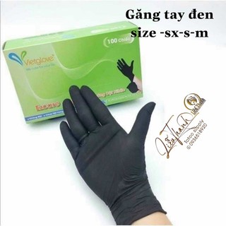 Găng tay không bột màu đen nitrile Viet Glove - 100 chiếc size XS, S, M,,bao tay dùng trong phun xăm