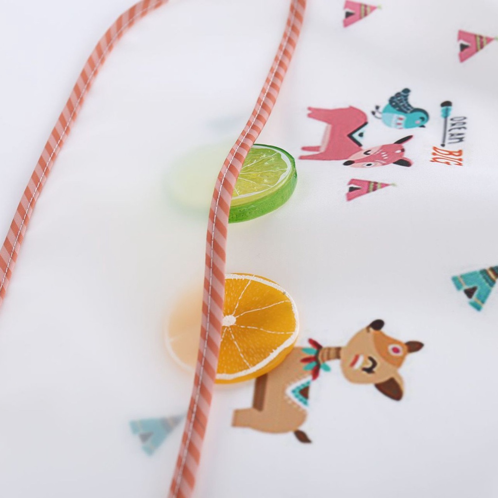 Babyfair 3 chiếc Yếm Cho Bé Có Tay Không Thấm Nước Thể Giặt Bằng Polyester In Hình Động Vật Tập Đi Vải Trang Phục