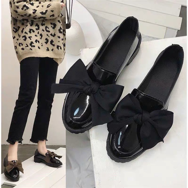 ORDER Giày da bóng gắn nơ Hàn Ulzzang ( có ảnh thât )