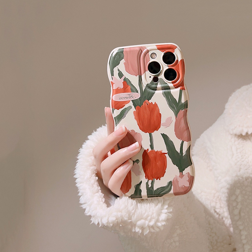 Ốp Điện Thoại Mềm Họa Tiết Hoa Màu Cam AT0017 Cho Iphone 14 11 12 13 PRO MAX
