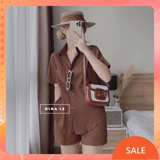 Set đũi, bộ đùi sơ mi cộc tay chất đũi mềm, lưng buộc nơ HOT HIT Maianhshop