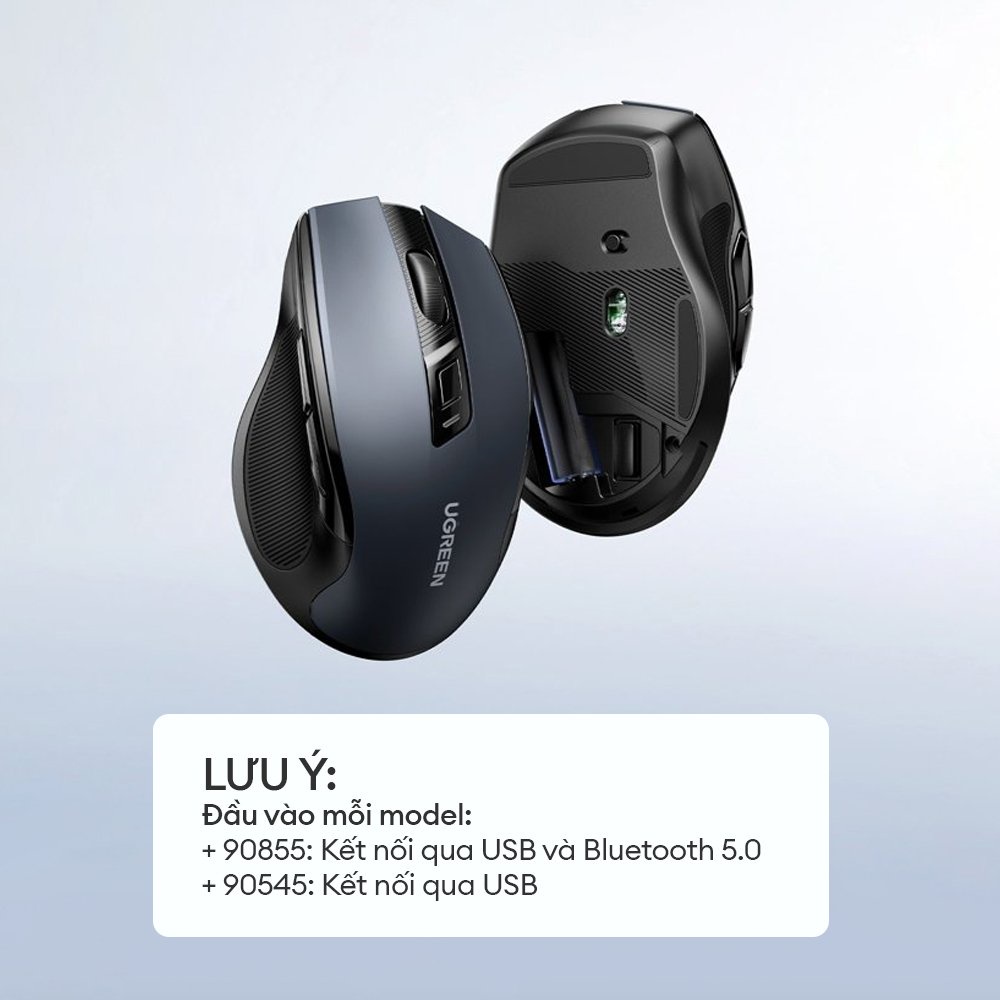 Chuột không dây (Bluetooth 5.0) 2.4G Ugreen MU006 Chế Độ Kép Chuột Ergonomic 4000 DPI | 6 Nút Tắt Tiếng |