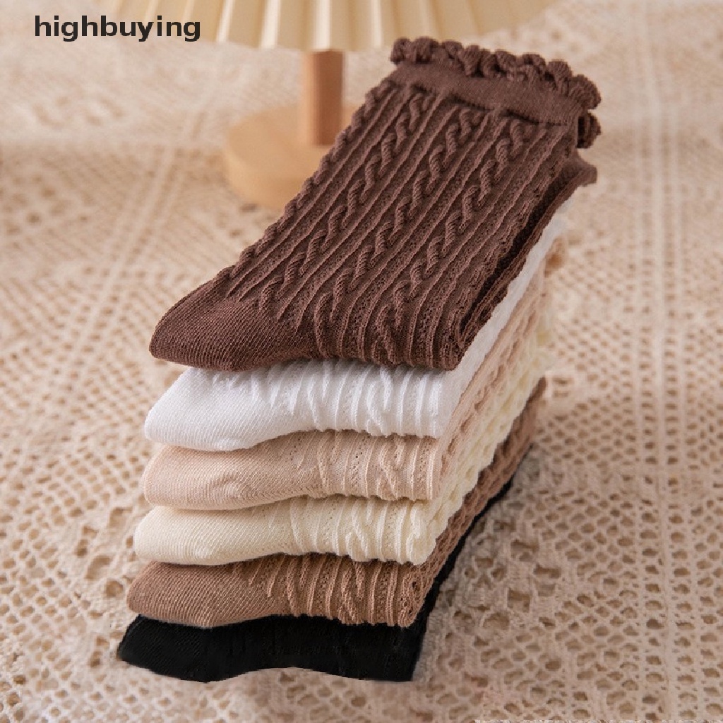 Hbvn Belle Vớ Lolita Nhật Bản Kẻ Sọc Phối Ren Màu Trơn Đính Kim Cương Dễ Thương Mùa Xuân Thu