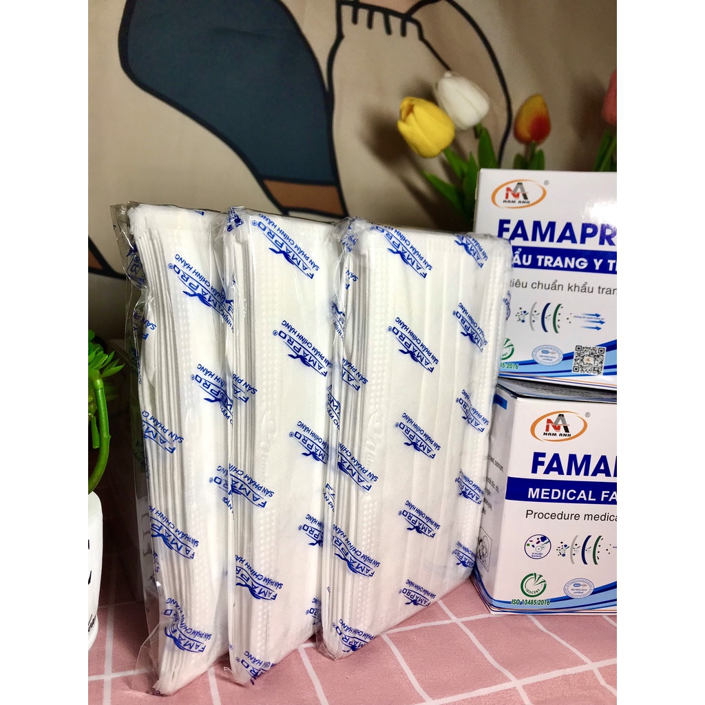 Khẩu Trang Y Tế Cô Gái Nam Anh Màu Trắng Hộp 50 Cái