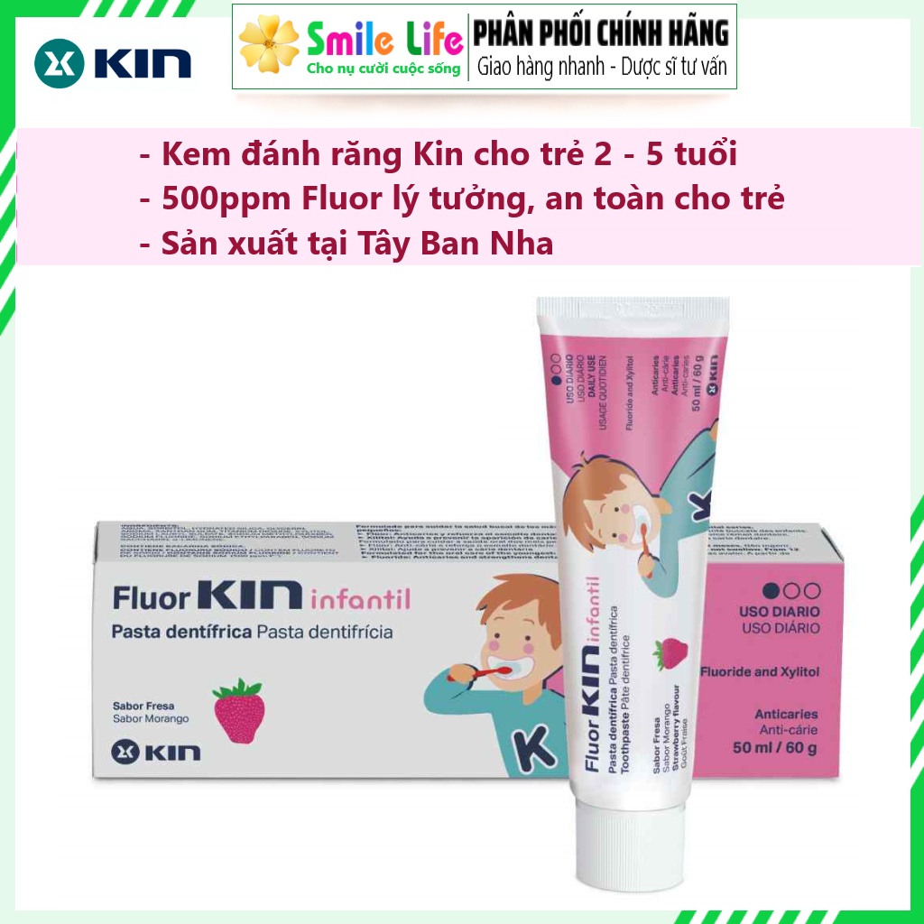 SMILE LIFE Kem Đánh Răng Trẻ Em Fluor KIN CHILDREN 60g