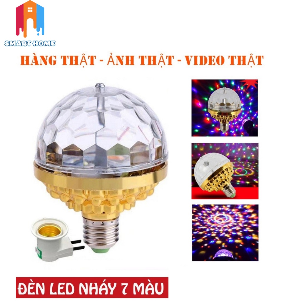 Đèn led xoay trang trí laser 7 màu vũ trường, sân khấu, phòng hát, dành cho dân bay, tặng kèm đui cắm