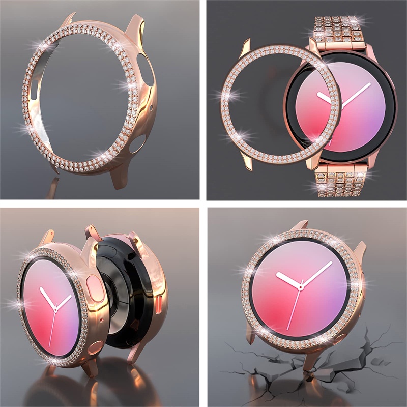 Dây Đeo Đồng Hồ Bằng Thép Không Gỉ Đính Kim Cương Giả Cho samsung galaxy watch active 2 40mm 44mm Ốp