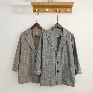 Áo vest blazer cổ điển kẻ sọc 1 lớp