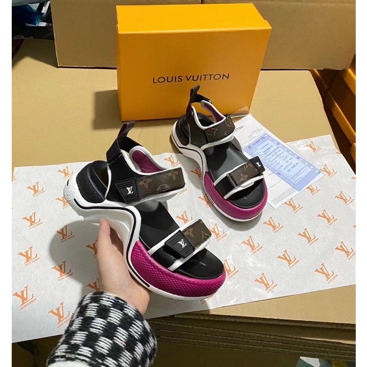 Sandan LV nữ - Hàng QC fullbox - sẵn nâu- xanh- trắng- đen- hồng- kèm video thật