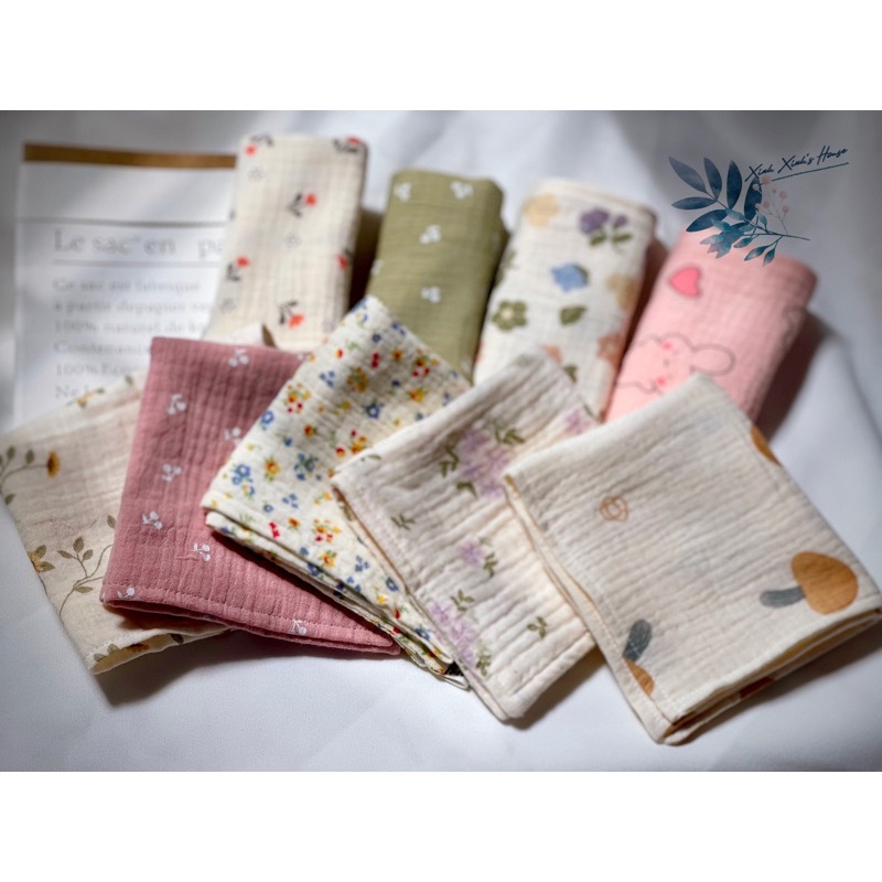 Khăn tay vải chính phẩm hoạ tiết Vintage (100%handmade)