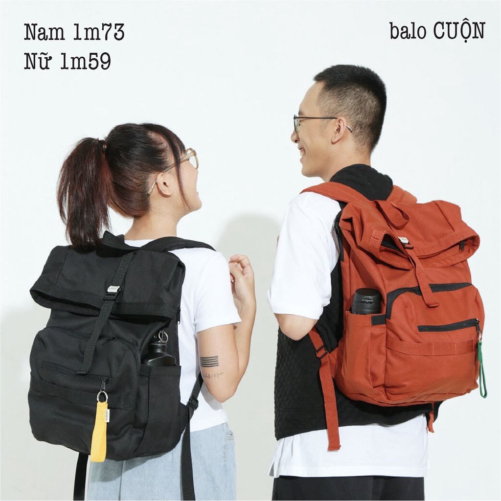 Balo CUỘN - Backpack - gạch/đen