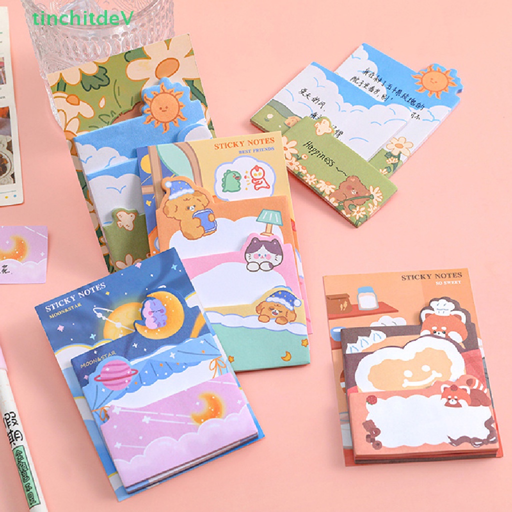 Bộ 90 Tờ Giấy Ghi Chú Tự Dính Hình Thỏ / Gấu Hoạt Hình Dễ Thương