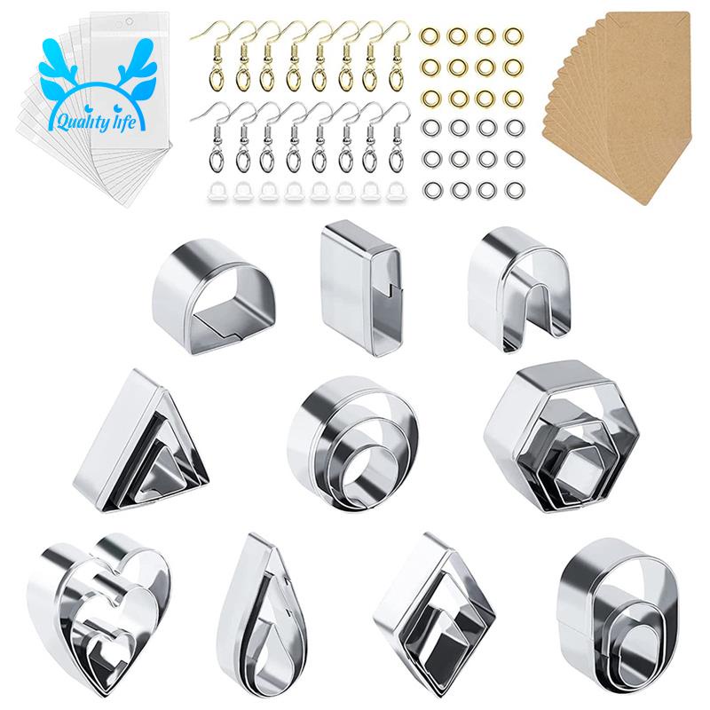 Bộ Dụng Cụ Cắt Đất Sét Polymer, Khuôn Làm Trang Sức Bông Tai, Nhẫn, Thẻ