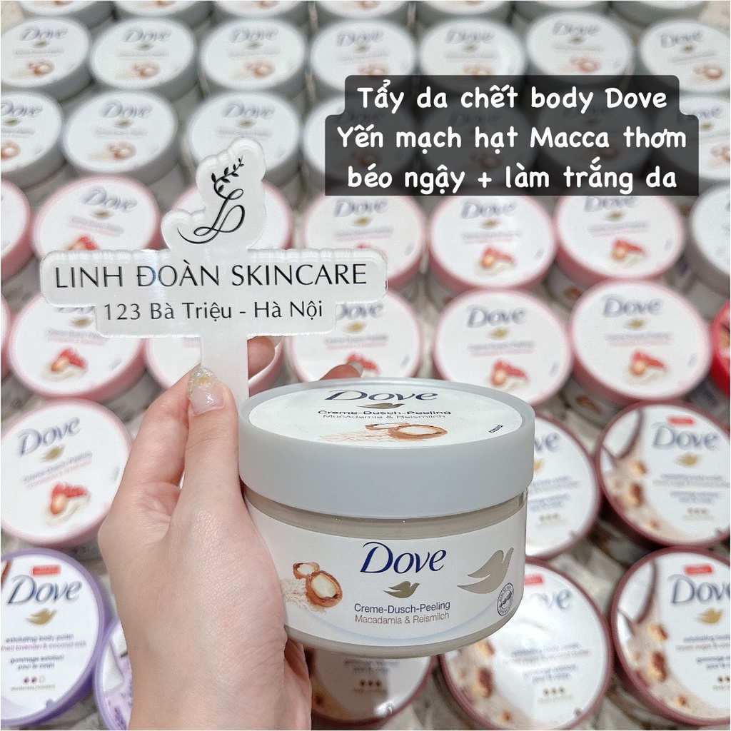 Tẩy da chết toàn thân Dove Exfoliating Body Polish dưỡng da mịn màng tươi sáng hũ 298g
