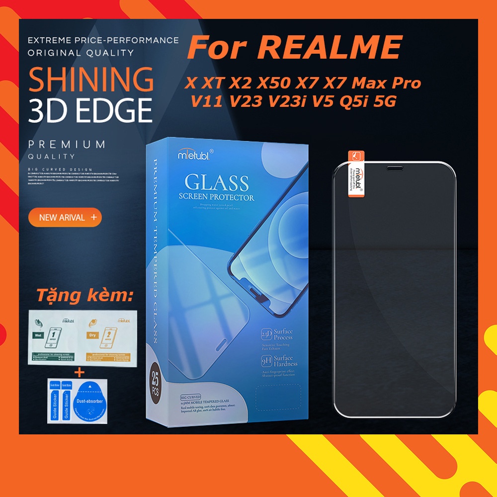 Kính cường lực cho Realme X XT X2 X50 X7 X7 Max Pro V11 V23 V23i V5 V50S Q5i 5G trong suốt Mietubl 9H 0.4mm