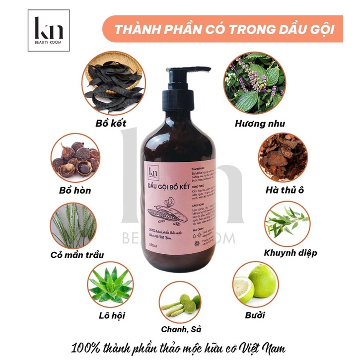 Dầu gội bồ kết HOA SEN TRẮNG thảo dược giúp mọc tóc nhanh dài cô đặc giảm gàu thiên nhiên an toàn KN Beauty Room