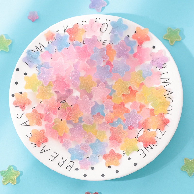 Set 10 Hạt Nhựa Resin Màu Gradient Hình Ngôi Sao Hoạt Hình Trang Trí Ốp Điện Thoại DIY