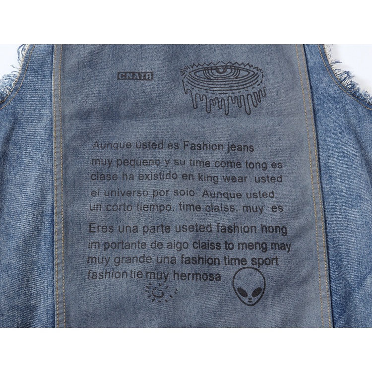 Áo Khoác Jean Không Tay Có Kẹp Sau Lưng Màu Xanh Dương Thời Trang Xuân Thu Hàn Quốc Cho Nam