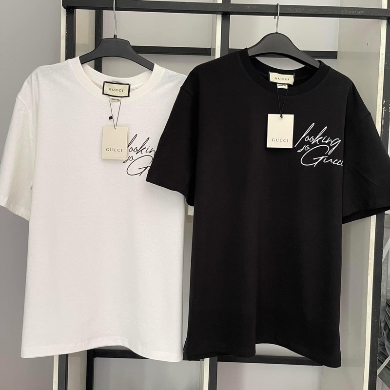 Áo Thun Gucci Looking So, Áo Thun Chất Liệu Cotton Co Dãn Form Rộng Unisex