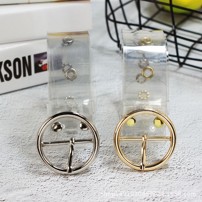 Thắt Lưng Khóa Vuông Bằng PVC Trong Suốt Phong Cách Hàn Quốc Mặc Đầm Jean