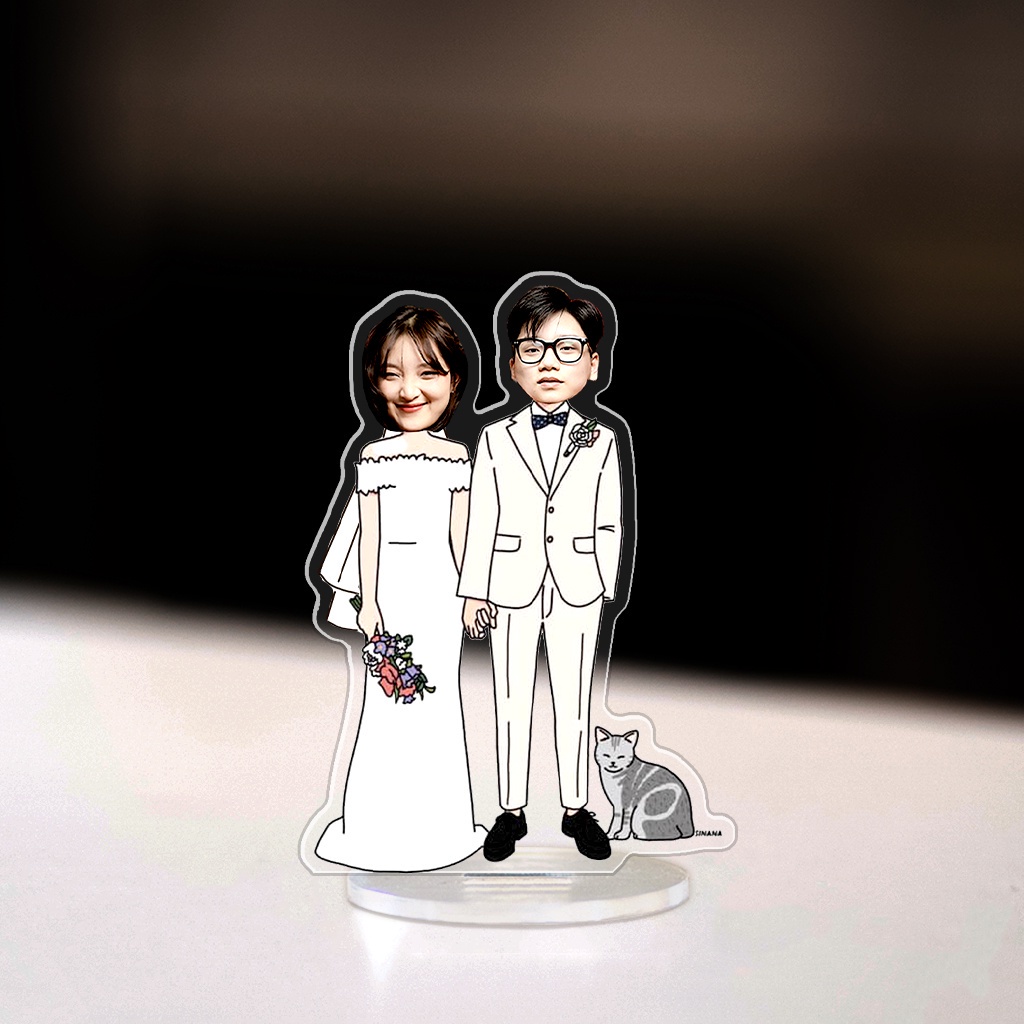 Mô hình standee mica đứng để bàn cặp đôi chibi đàng yêu custom theo yêu cầu cho người yêu, bạn gái, bạn trai
