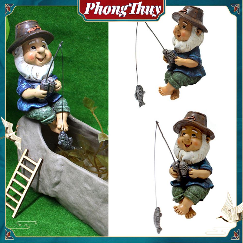 Tượng Chú Lùn câu cá Bằng Nhựa Resin Trang Trí sân vườn Nhà Cửa