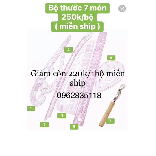 Bộ thước dẻo 7 món dùng trong ngành may